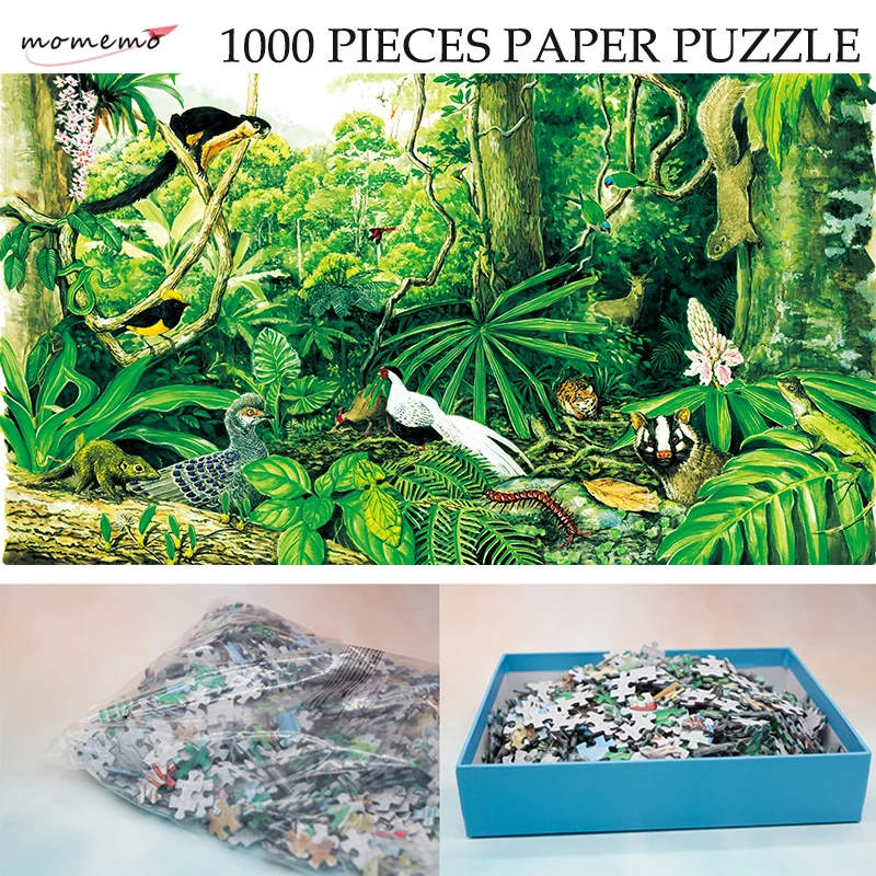 

MOMEMO The Montane Rain Forest Paper Puzzle 1000 Pieces Original Exquisite Hand-painted Puzzles Ecosystem Jigsaw Puzzle Toy Gift