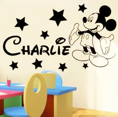 

Mickey Mouse Stars Custom Personalised Name Wall Decal Sticker Nursery Bedroom Kids Girl Bedroom Wallpaper Mural D382