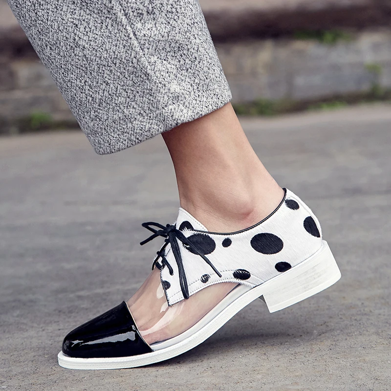 Women flats spring single oxford shoes genuine leather flat platform fashion shoes for woman brogues laces shoes