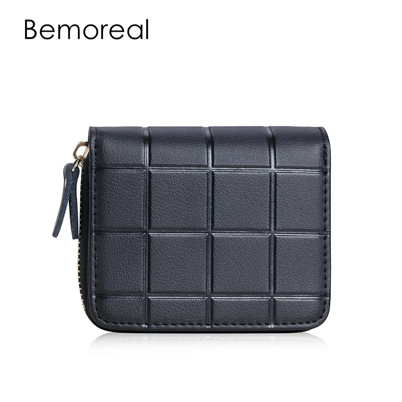 

Bemoreal Genuine Leather Women Wallets Short Female Plaid Purses Card Holder Wallet Small Zipper Wallet With Coin Purse