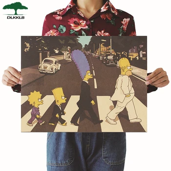 

Classic Anime Poster The Simpsons Rock Band Style Crossing The Road Kraft Paper Bar Cafe Decor Poster 51.5x36cm Wall Sticker