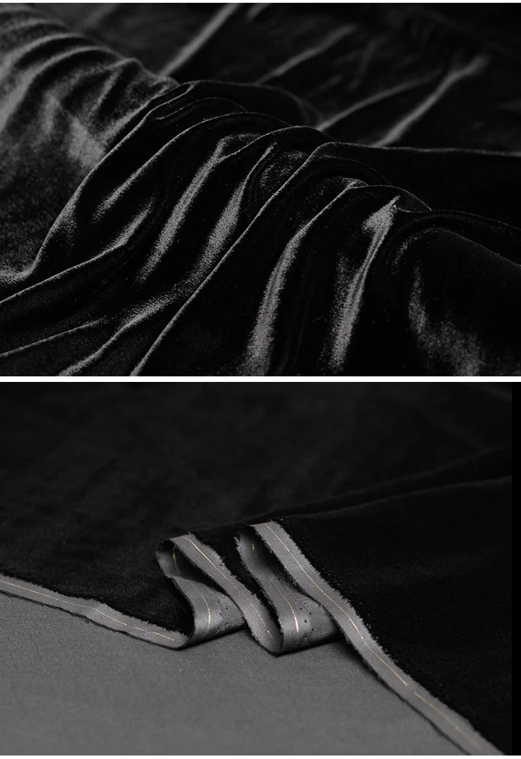 Перламутровая шелковая бархатная шелковая ткань черного цвета шелковые хлопковые материалы осеннее платье DIY Ткань ткани