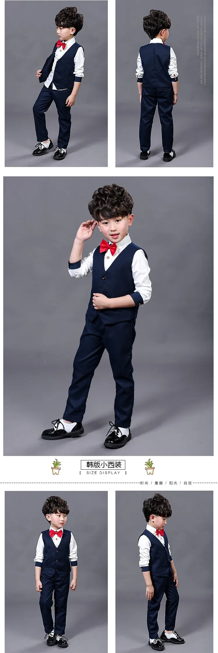 Детский костюм костюмы для маленьких мальчиков Детский Блейзер деловой костюм для мальчиков на свадьбу для мальчиков Детский комплект одежды жилет+ брюки 2 шт. От 3 до 10 лет