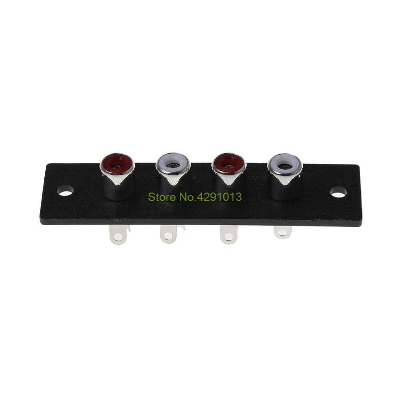 

4 Way RCA Terminal Wall Panel Plate Input Phono Chassis Female Socket Audio Connector