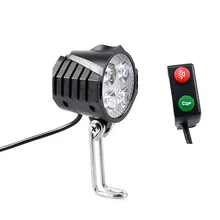 Luz para bicicleta eléctrica, linterna impermeable con interruptor de bocina, 12V, 24V, 36V, 48V, 60V, 72V, 80V