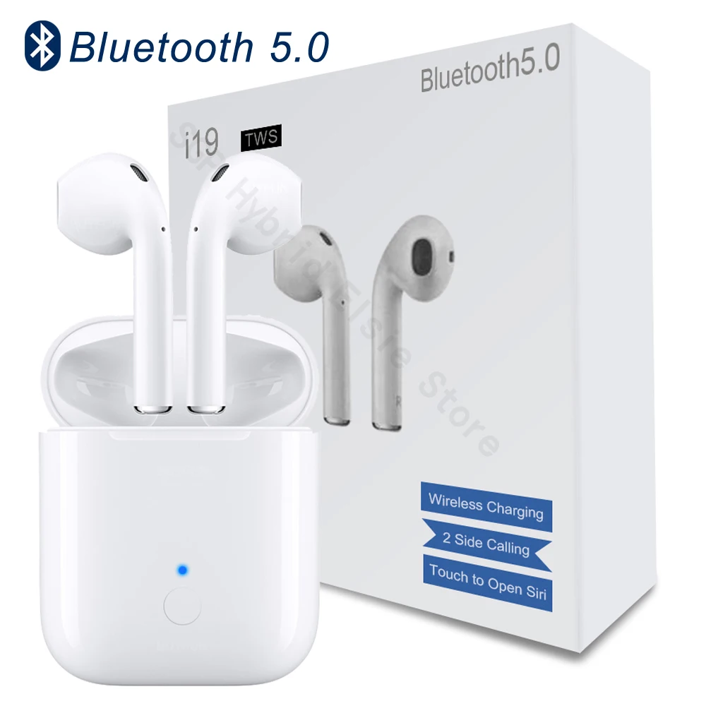 

i19 TWS Bluetooth 5.0 Wireless Earphone Touch Control Earbuds charging 3D Stereo Headset For iphone samsung huawei Headphones