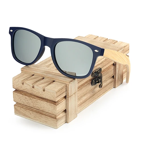 BOBO BIRD бамбуковые деревянные солнцезащитные очки для женщин Ретро Поляризованные деревянные солнцезащитные очки для мужчин Прямая - Цвет линз: CG005Silver
