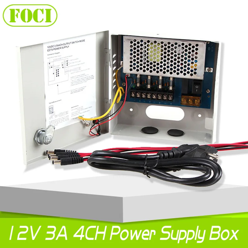  4CH 12V 3A 36W CCTV Power Supply Box / Switch Power Supply For CCTV Camera Security System 