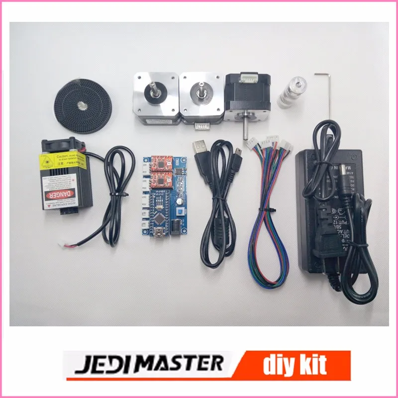 

laser engraving machine parts,2 axis control baord+step motor+12V5A power supply+belt+gear+USB wire+2500mw laser