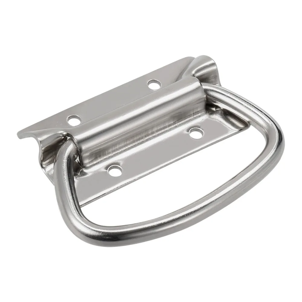 

Uxcell New Arrival 1pcs 201 Stainless Steel 86mmx46mm Toolbox Case Chest Ring Pull Chest Handle Knob Silver Sound M5 Hole