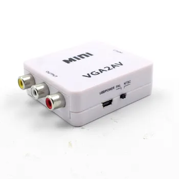

Top quality VGA TO AV Converter Adapter USB power supply source Audio Conversor HDTV PC