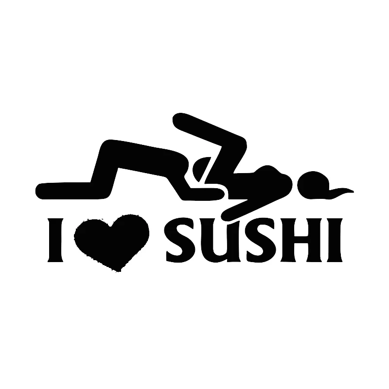 Car Sticker Vinyl 126cm I Love Sushi Funny Sticker Decal Reflective Laser Motorcycle Car Styling 3D Stickers BlackSliver (2)