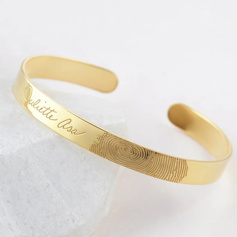 FYW пользовательский браслет отпечатка пальца персонализированные женские мемориальные украшения нежный браслет гравировка слова браслет