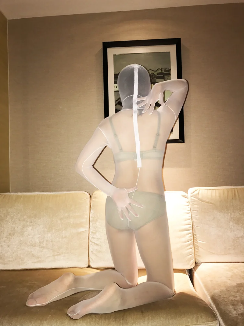 XYFWW Net yarn fabrics with mask and gloves mens bodystockings SW09C036