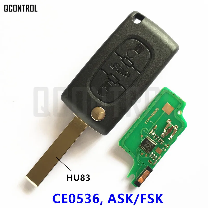 QCONTROL Автомобильный Дистанционный ключ для PEUGEOT 207 208 307 308 408 Partner Keyless Entry(CE0536 ASK/FSK, 3 кнопки HU83 Blade