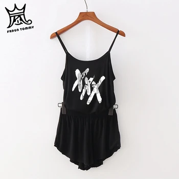 

FRDUN TOMMY XXXTentacion Women Two Piece Fashion Summer Sleeveless Crop Top+Shorts 2019 New Arrival Casual Clothes Sexy CG0901