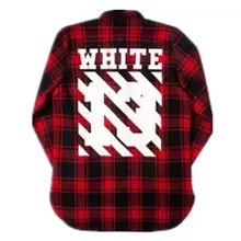 2016 Tyga cool oversized T shirts Tee men hip hop red Tartan Plaid top white 13