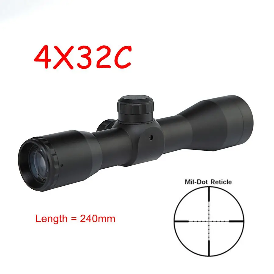 Tactical 4X32Air Rifle Optics Sniper Scope Cross-Hair Reticle Compact Riflescope 