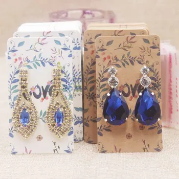 

50PCS/1lot 4cm*9cm 2019 NEW style Kraft&paper LOVE pattern Jewelry display&Packaging cards handmade earring&Stud display cards