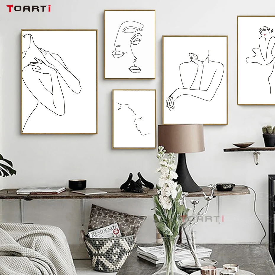 Modern Women Line Canvas Art Painting Posters And Prints (3)