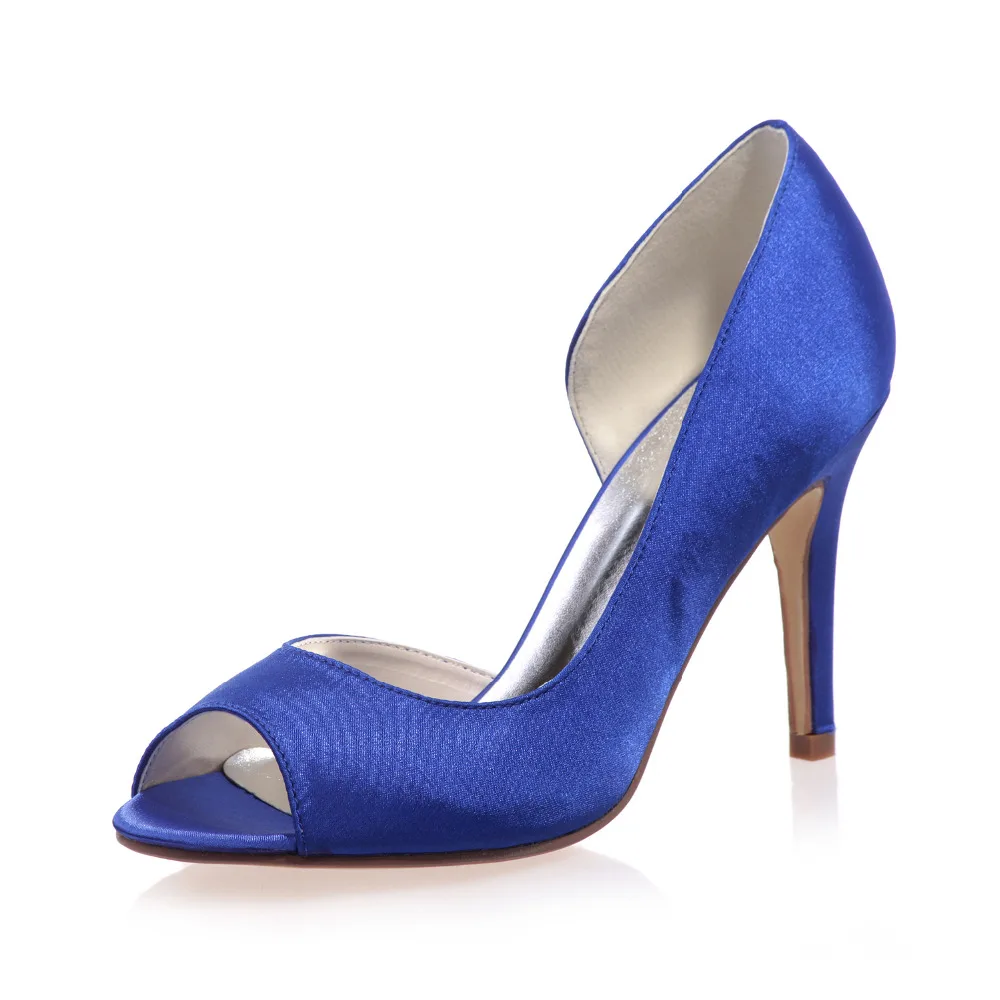 Туфли лодочки женские атласные на высоком каблуке с открытым носком|toe heels|heels
