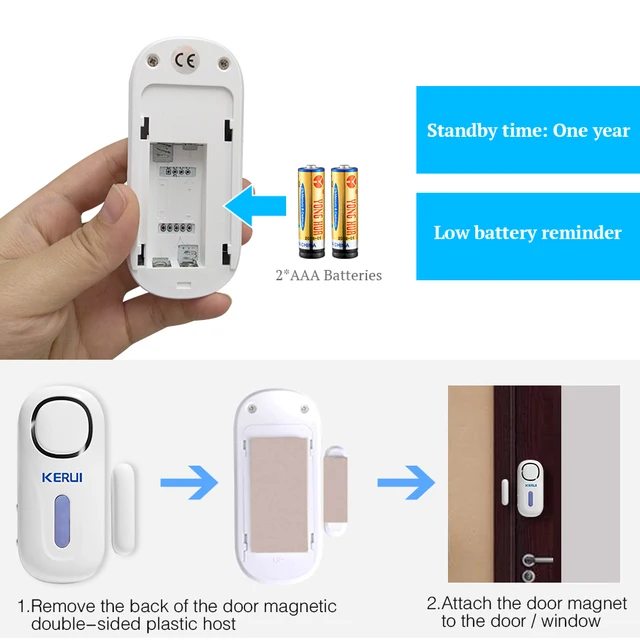 KERUI 120DB Alarm System Wireless Door/Window Entry Security Burglar Sensor Alarm PIR Magnetic Smart Home Garage System 6