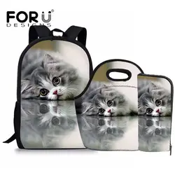 FORUDESIGNS 3D Каваи кошка печать девушка рюкзак школьные сумки детей младшего для девочек школьный Карандаш сумка рюкзак челнока
