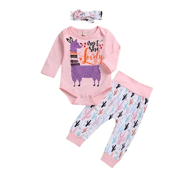 

Newborn Baby Girls Clothes Romper Jumpsuit + Floral Pants Leggings Outfit Spring Autumn Set