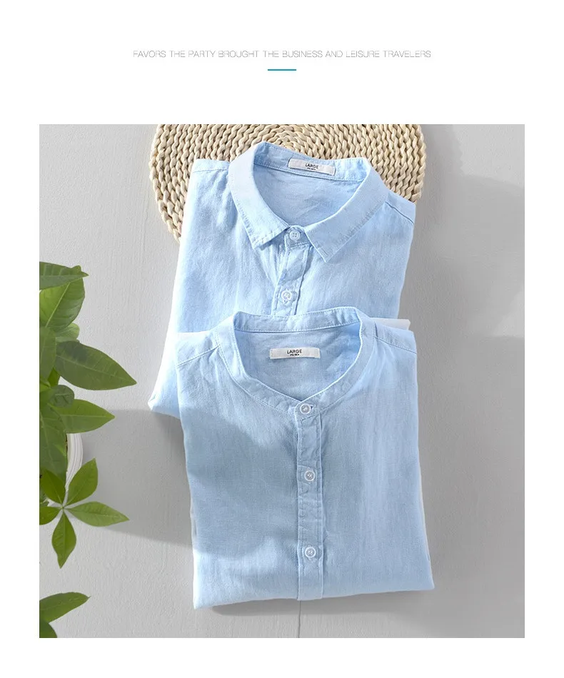 Новая летняя Мужская льняная рубашка, Мужская брендовая рубашка с рукавом три четверти, мужские синие градиентные рубашки, мужская повседневная рубашка, Прямая поставка