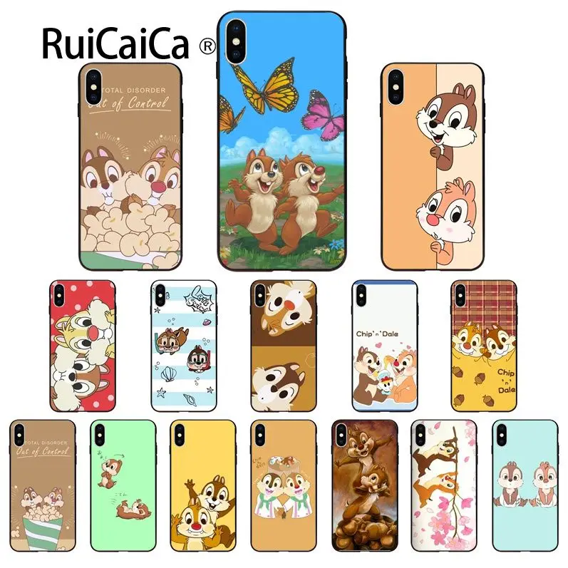Ruicaica милый мультфильм чип и Дейл белка черный ТПУ силиконовый чехол для телефона