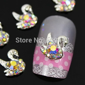

50pcs/bag Mix-Colors AB Rhinestones Flatback 3D Alloy Colorful Swan Manicure Design Nail Artist Supply Phone Case Decorations