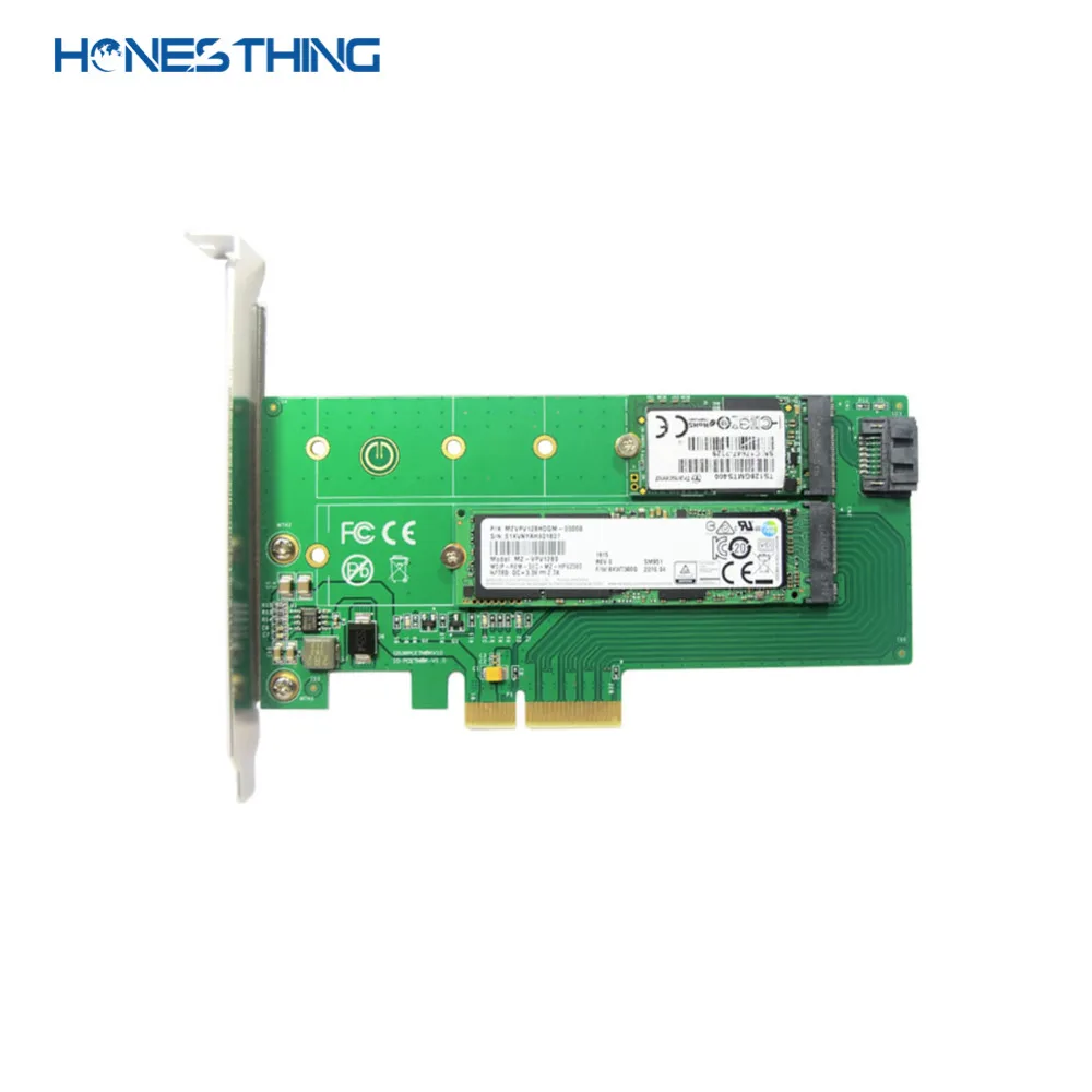 HonesThing PCI Express Controller Card PCIe x 4 to NGFF(PCIe) NVMe SSD+SATA to NGFF(SATA) Adapter Card Dual Voltage Power Supply 1