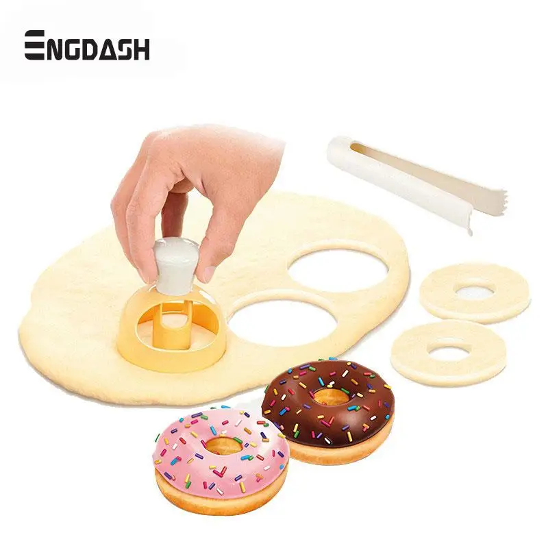 

ENGDASH 1pc Food Grade ABS DIY Donuts Maker Mold Donut Maker Cutter Mold With Dip Pipe for Kitchen Baking Tools High Quality