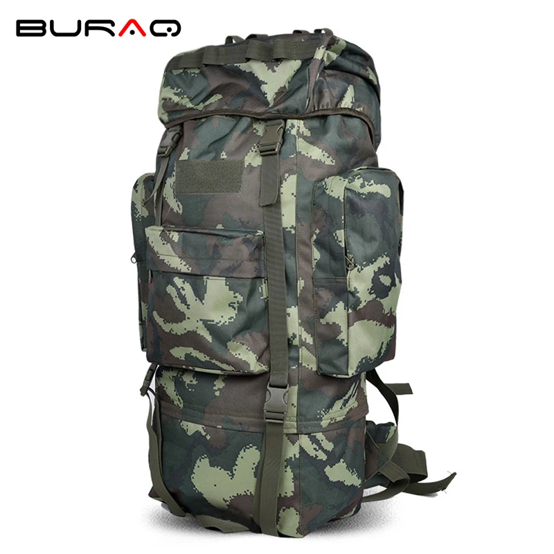 70L Internal Metal Frame Molle Backpack Rucksack Water Resistant Bags 600D Camouflage Men Long Distance Travel