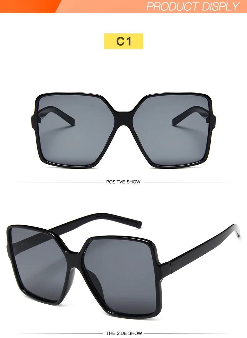 Черные солнцезащитные очки большого размера для женщин и мужчин,, Ретро стиль, большие солнцезащитные очки, брендовые дизайнерские Винтажные Солнцезащитные очки, UV400