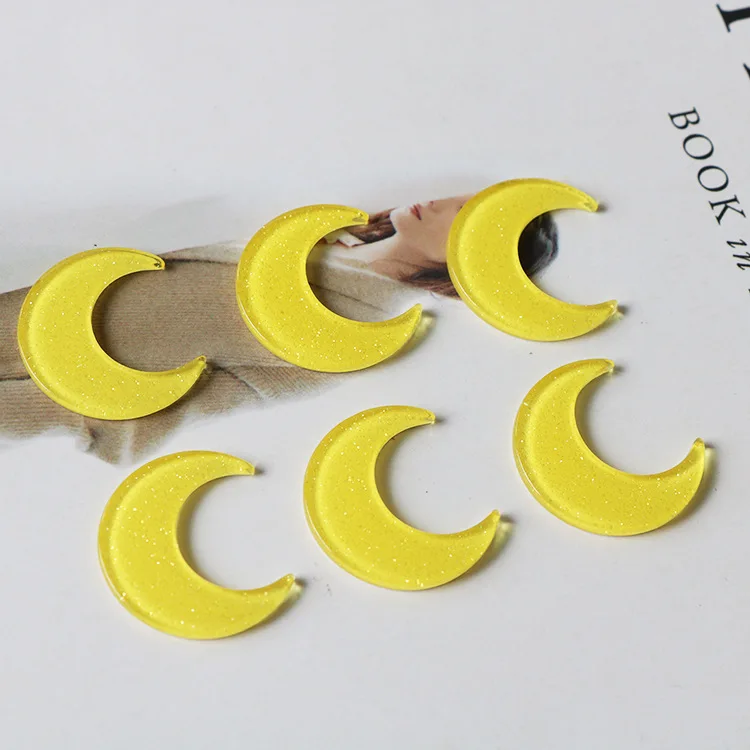 10 шт. 2,5 см модная Акриловая Смола желтая серьга в форме Луны разъемы Шарм DIY ювелирные изделия оптом поставка