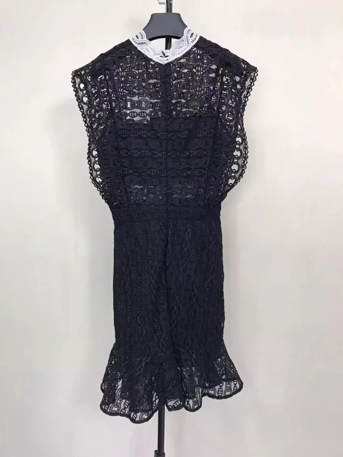Новое женское черное кружевное Открытое сексуальное мини-платье