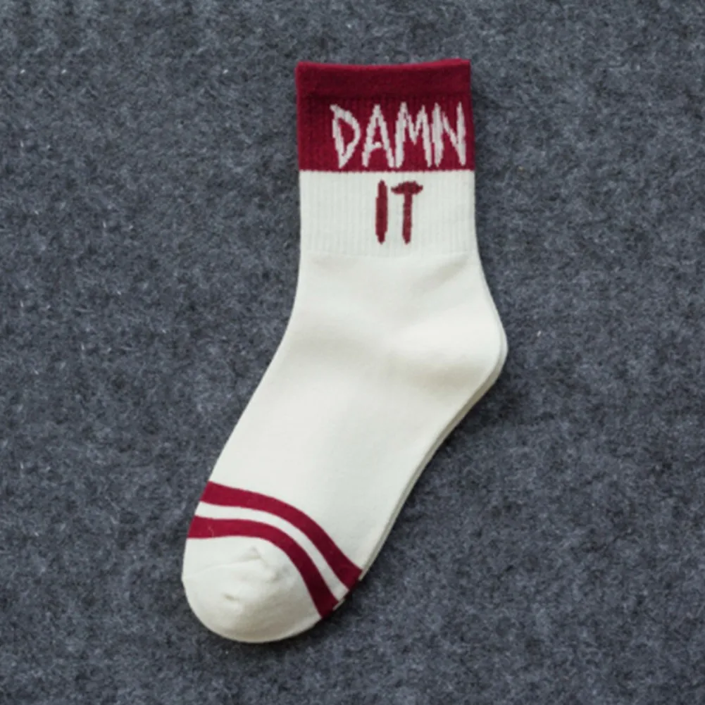 Забавные носки унисекс с надписью, хлопковые носки для мужчин, забавные носки с принтом для женщин - Цвет: H03