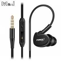 M&J S500 Sports Running Earphones With Memory Wire Waterproof IPX5 With Mic In-ear Earhook Music Headphone Mobile Stereo Bass