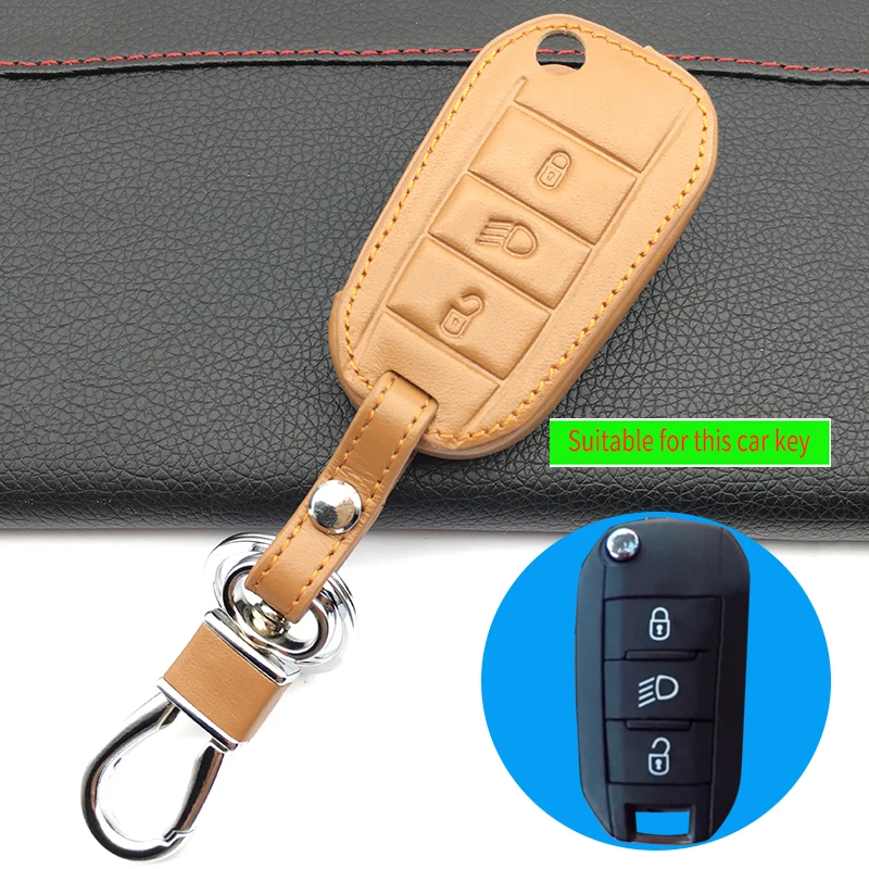 

Praise leather car key case cover for Peugeot 3008 308 508 408 2008 RCZ CHAVE for Citroen C4L C5 C3 CACTUS C6 C8 Xsara Picass