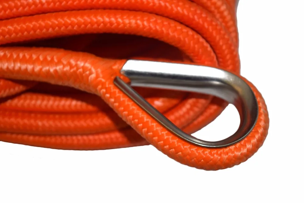 البرتقال 12 ملليمتر * 30 متر 4x4 مزدوجة braied الاصطناعية ونش حبل ، حبل الاصطناعية ، قارب ونش كابل