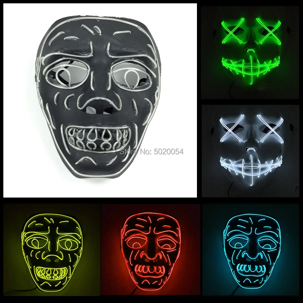 DC-3V Controller Light Up Glowing Mask Night Face EL Halloween Clown Led For Dark Hallway Eater Party | Тематическая одежда и