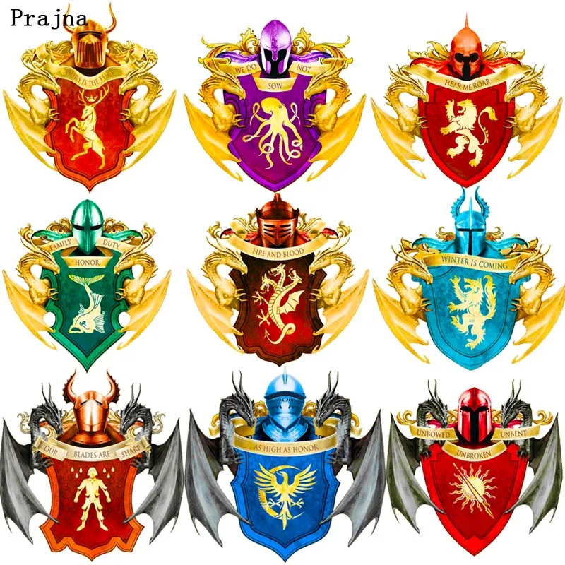 

Prajna Game of Thrones Vinyl Thermal Transfer DIY Punk Hippie Stickers for Clothing A Song of Ice and Fire Heat Transfer Decor F