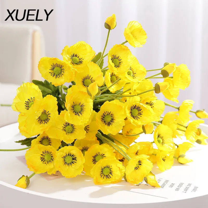 

XUELY 59cm wedding decoration artificial flower poppy flower home decoration simulation plant green plant potted Photo props
