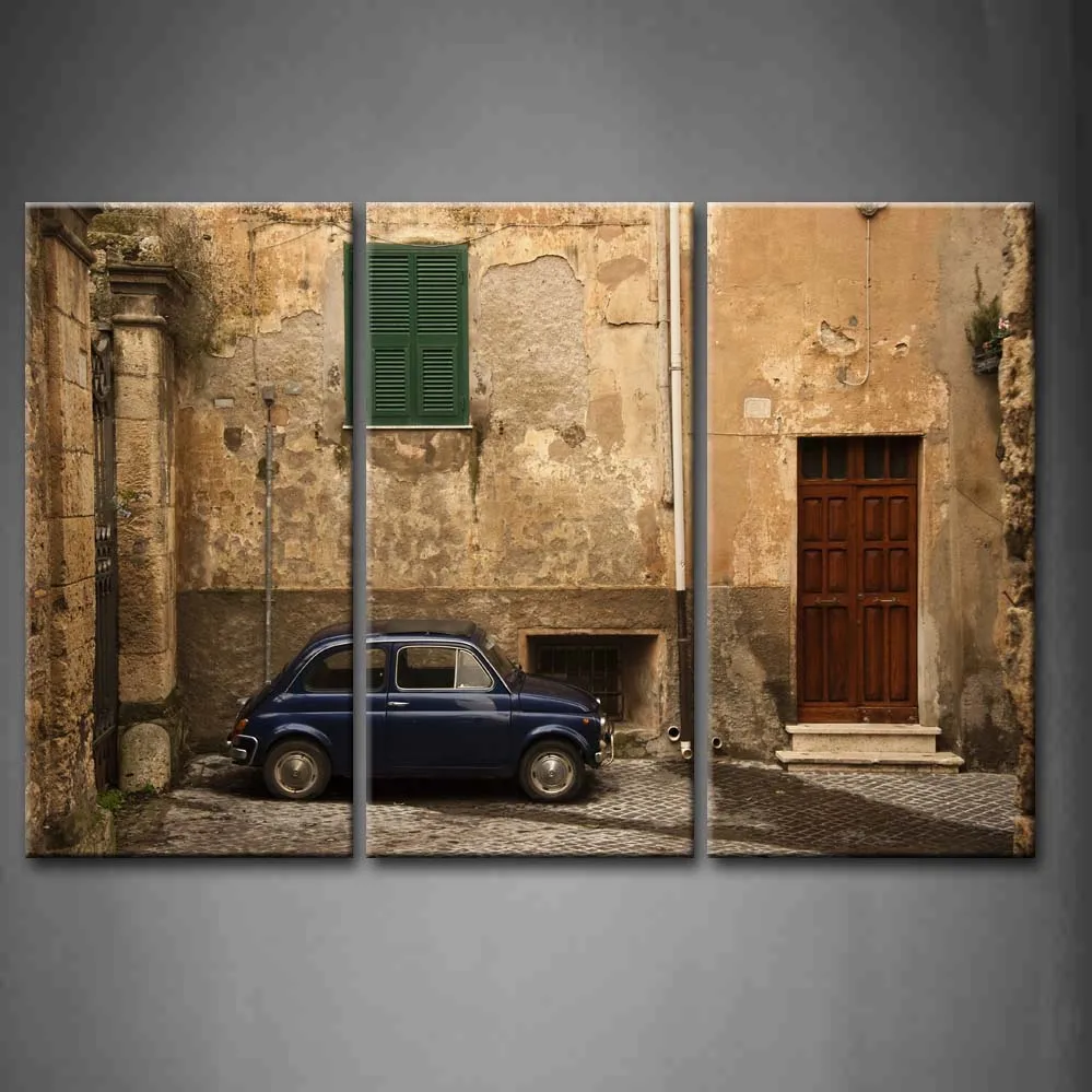 

Framed Wall Art Pictures Small Black Car City Canvas Print Artwork Car Modern Posters With Wooden Frames For Living Room