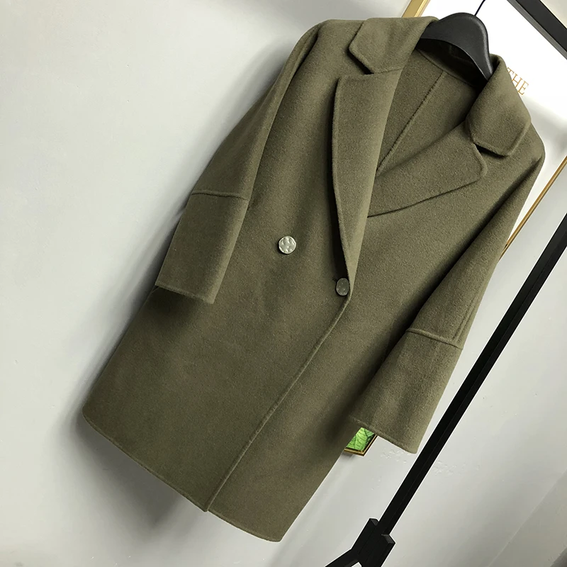 green KMETRAM Женская шерстяная куртка Winterjas Vrouwen длинная Кофта свободного кроя с широкой талией Ropa De Mujer Invierno Casacos Femininos MY193 - Цвет: green