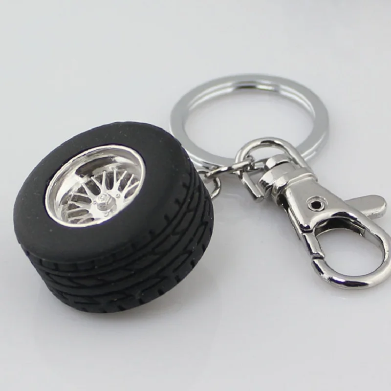 

10pcs/lot wheel rim rubber tire keychain hub tyre key chain key holder creative potachiavi chaveiro llaveros hombre
