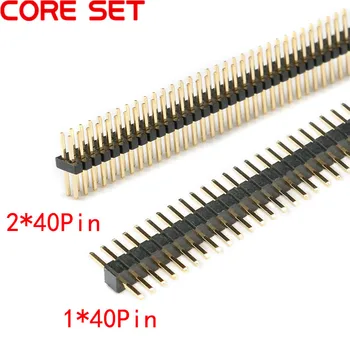 

10pcs/lot 1.27mm 1*40 2*40 Pin pin header male pitch Male Single/Double Row Pin Header Strip Gold Plated Copper connector