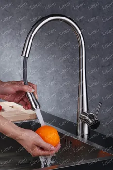 

All copper rotatable can pull hot and cold taps Caipen sink faucet Single hole drawing hole
