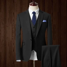 HB077 модные Для мужчин костюмы брендовая одежда Высокое качество Роскошный свадебное платье официальные, выпускные костюмы Для мужчин s(жилет+ куртка+ штаны), розничная черные мужские костюмы